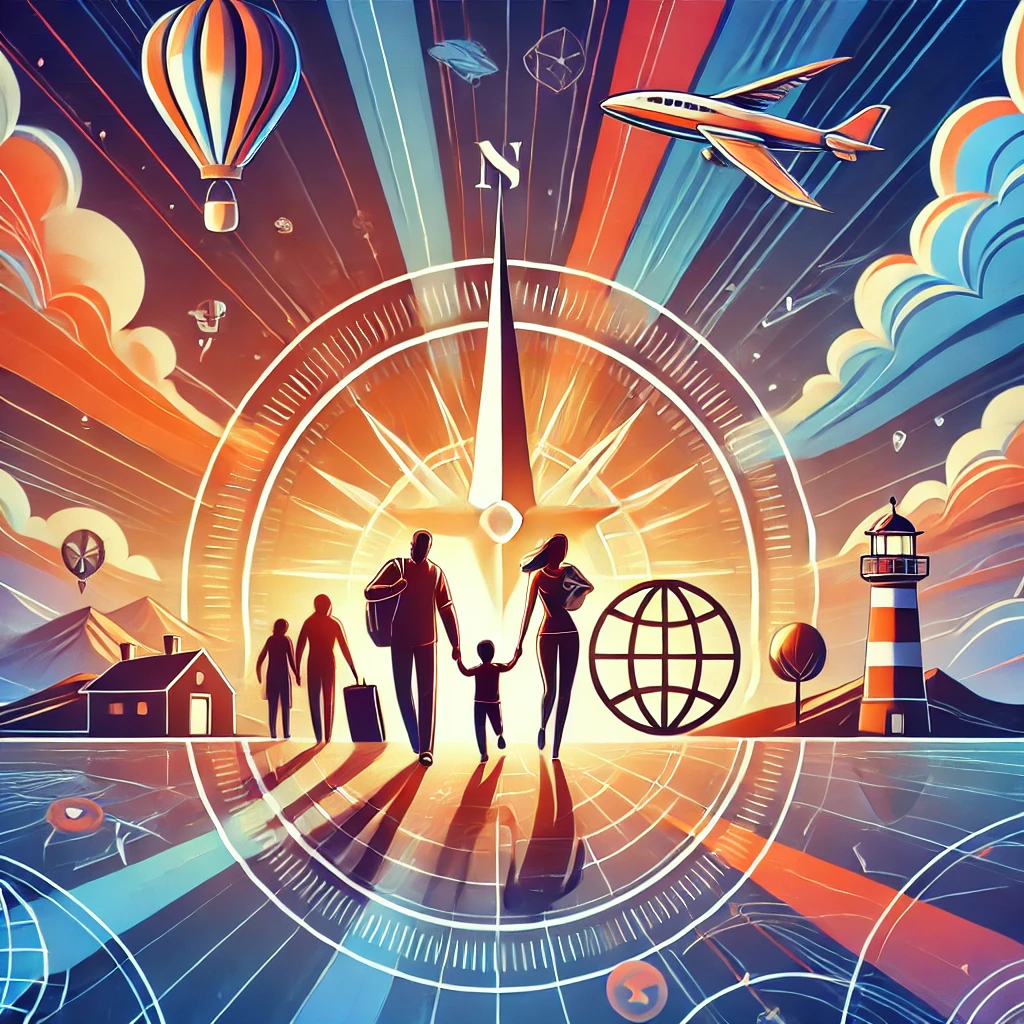 DALL·E 2025-01-28 10.48.23 - A visually appealing conceptual image representing comprehensive immigration guidance. The image should include symbolic elements like a roadmap or a